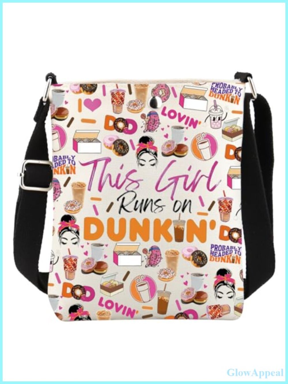 Canvas Crossbody Bag Donut Coffee Gift Graphic Messenger Bag
